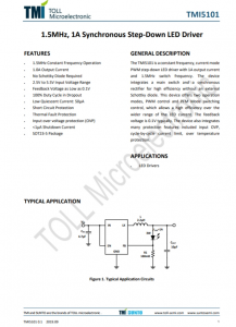 TMI5101  1.5MHz、1A同步降压型LED驱动器