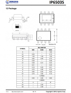 IP6503S-2.4A-GE  2.4A/3.1A輸齣降壓轉換器 使用 DCP 協議