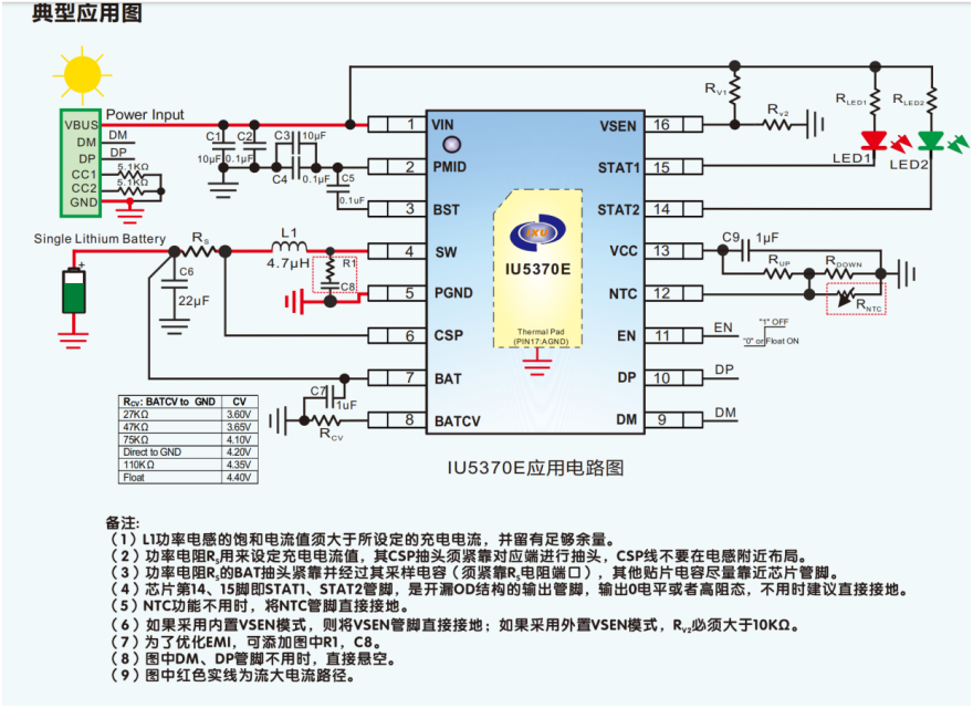 IU5370E IU5370內置快充申請功能,最大3.5A衕步降壓型單節多類型鋰電池充電芯片