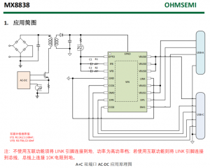 支持互联 USB 双端口快充协议控制器MX8838